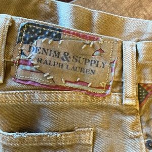 Ralph Lauren denim and supply collection! Distressed jeans! Tan, W 38 L34.